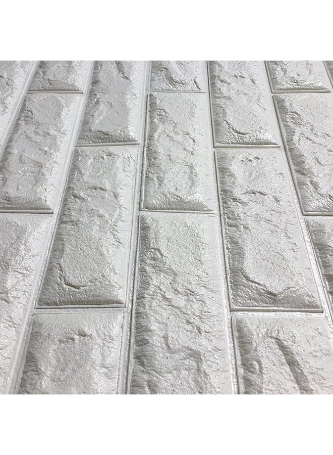 طقم ورق حائط لاصق بتصميم طوب ثلاثي الأبعاد مكون من 10 قطع أبيض 77x70سم - Image 3