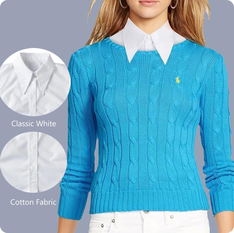 NIDMIDO Cotton Classic Fake Collar Detachable Dickey Collar Half Shirts Blouse False Collar Top for Women Girls Outfits (White) - Image 4