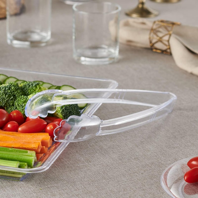 PLASTICPRO [Clear Tongs 9'' Inches] 9'' Serving Tongs Heavy Duty Reusable Kitchen and BBQ Clear Serving Tong for party's, Caterings, Events, Buffet, Weddings, And every Day use Pack of 12 - Image 3