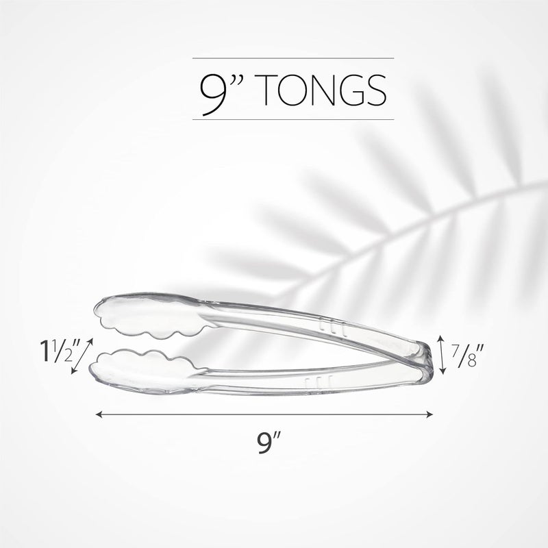 PLASTICPRO [Clear Tongs 9'' Inches] 9'' Serving Tongs Heavy Duty Reusable Kitchen and BBQ Clear Serving Tong for party's, Caterings, Events, Buffet, Weddings, And every Day use Pack of 12 - Image 4