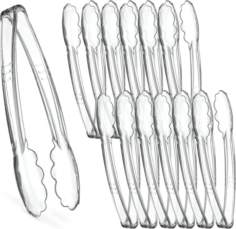 PLASTICPRO [Clear Tongs 9'' Inches] 9'' Serving Tongs Heavy Duty Reusable Kitchen and BBQ Clear Serving Tong for party's, Caterings, Events, Buffet, Weddings, And every Day use Pack of 12 - Image 1