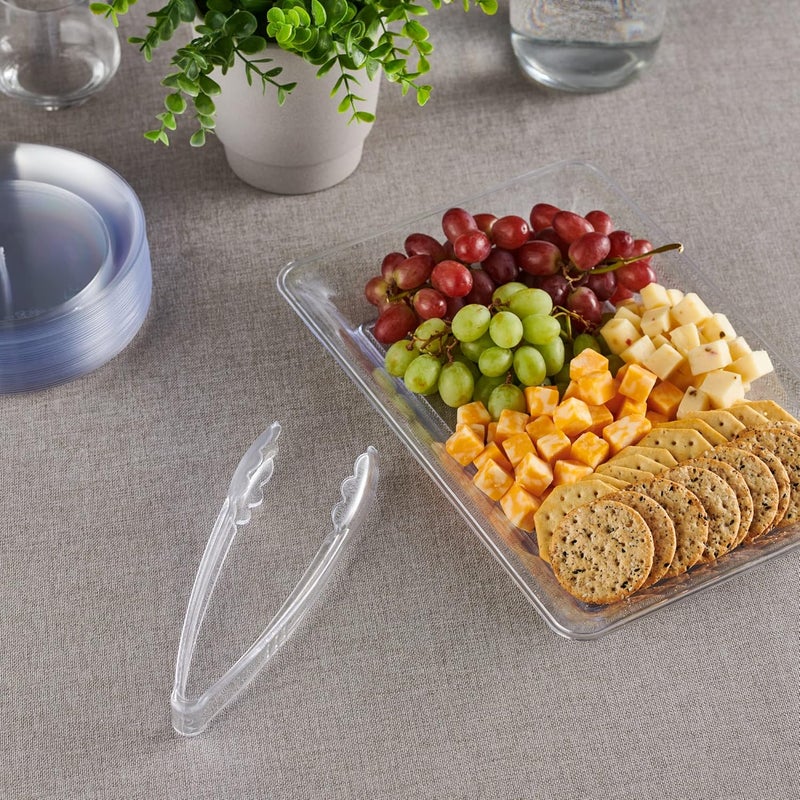 PLASTICPRO [Clear Tongs 9'' Inches] 9'' Serving Tongs Heavy Duty Reusable Kitchen and BBQ Clear Serving Tong for party's, Caterings, Events, Buffet, Weddings, And every Day use Pack of 12 - Image 2