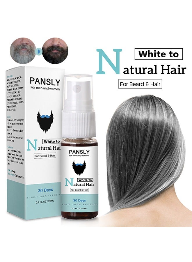PANSLY Natural Hair White To ,Gray Darkening Beard Spray - Leave-in Conditioner - Works on Sensitive Skin - Gradually Reduces White or Gray hair Infused with Keratine. - Image 1