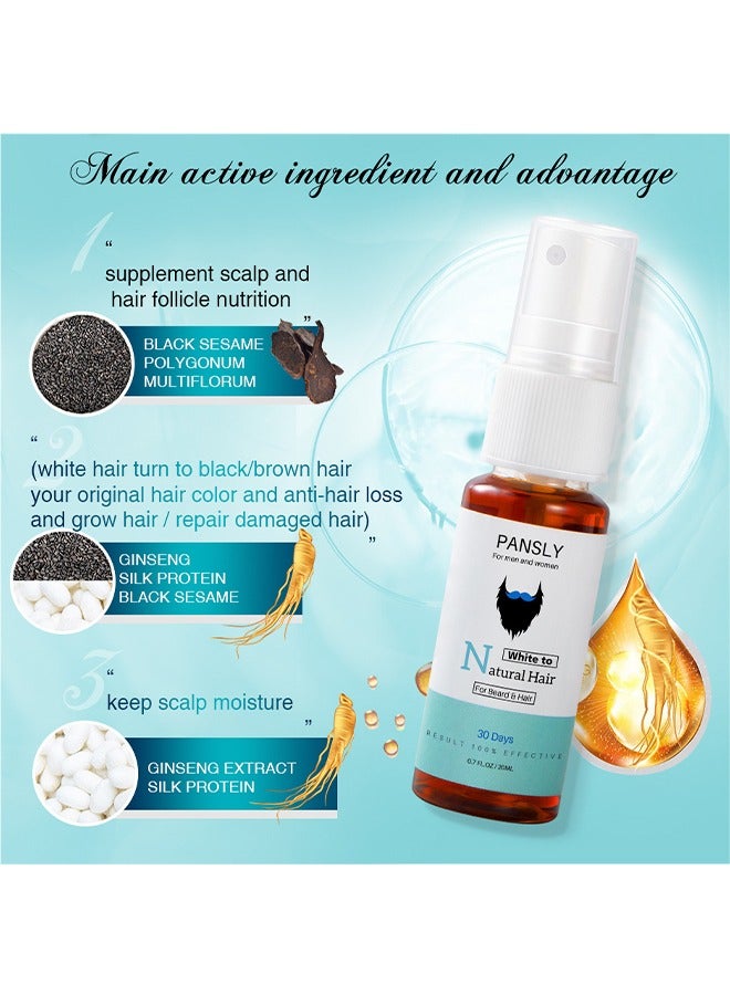PANSLY Natural Hair White To ,Gray Darkening Beard Spray - Leave-in Conditioner - Works on Sensitive Skin - Gradually Reduces White or Gray hair Infused with Keratine. - Image 3