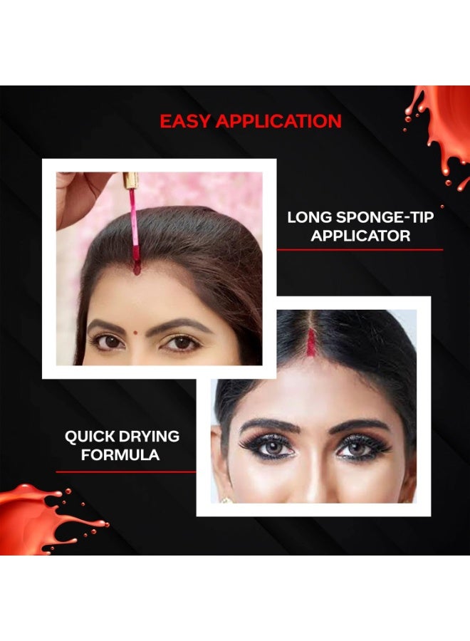 Facescanada FACES CANADA Liquid Sindoor - Maroon, 2.5 ml | Highly Pigmented Rich Color | Quick Drying & Long Lasting | Velvet Matte Finish | Water-Proof | Smudge-Proof | Crease-Proof | Sponge Tip Applicator - Image 4