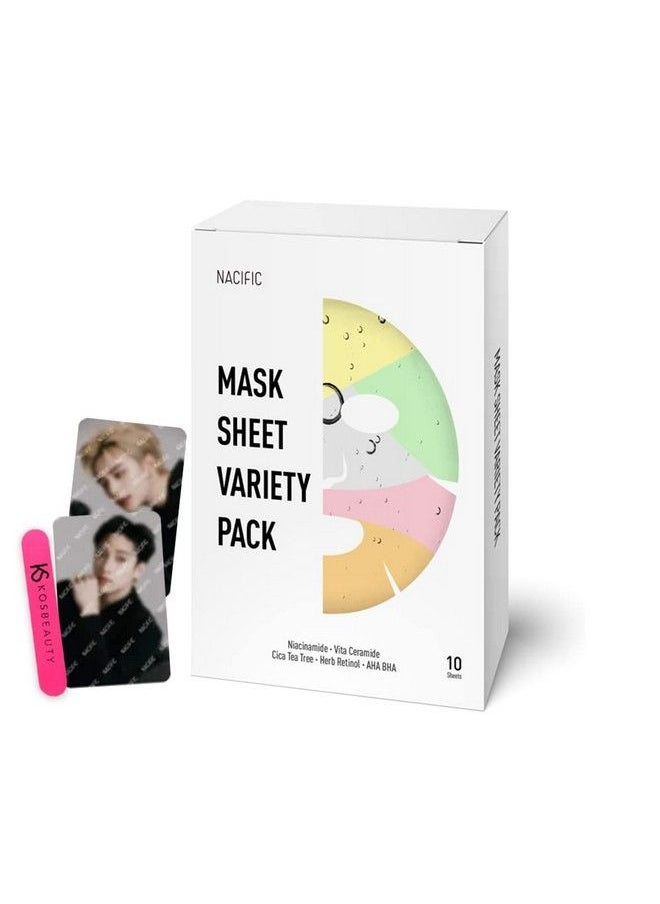 KOSBEAUTY - Nacific Premium Facial Mask Sheet Variety Pack 10 Sheets With Kpop Stray Kids Photocards For Deep Hydration Skincare Korean Beauty Set For Women And Men - Image 1