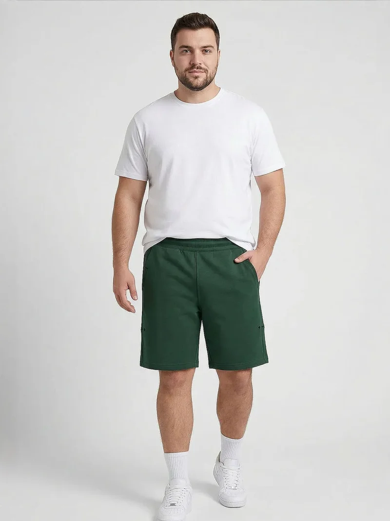 Tommylife Forest Green TOMMY Men's Mid Waist Sweat Shorts for Men | Best Price UAE