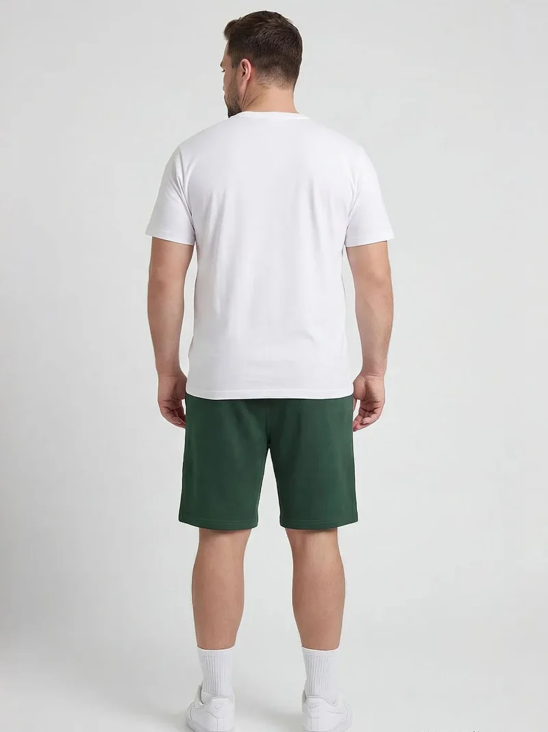 Tommylife Forest Green TOMMY Men's Mid Waist Sweat Shorts for Men | Best Price UAE