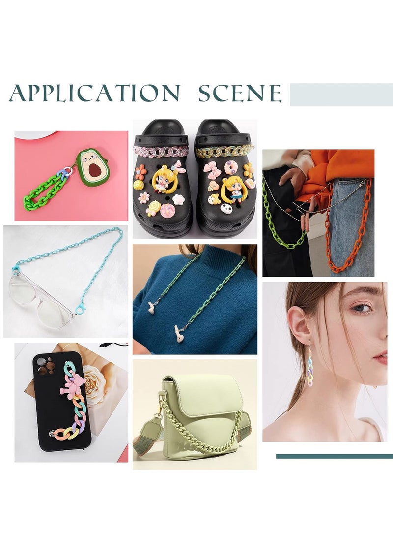800pcs Acrylic Linking Rings in 8 Colors, Oval Quick Connectors for DIY Purse, Eyeglass, Pocket Chain, Lanyard, Trouser Chain, and Phone Strap, Candy Colors Link Ring Set