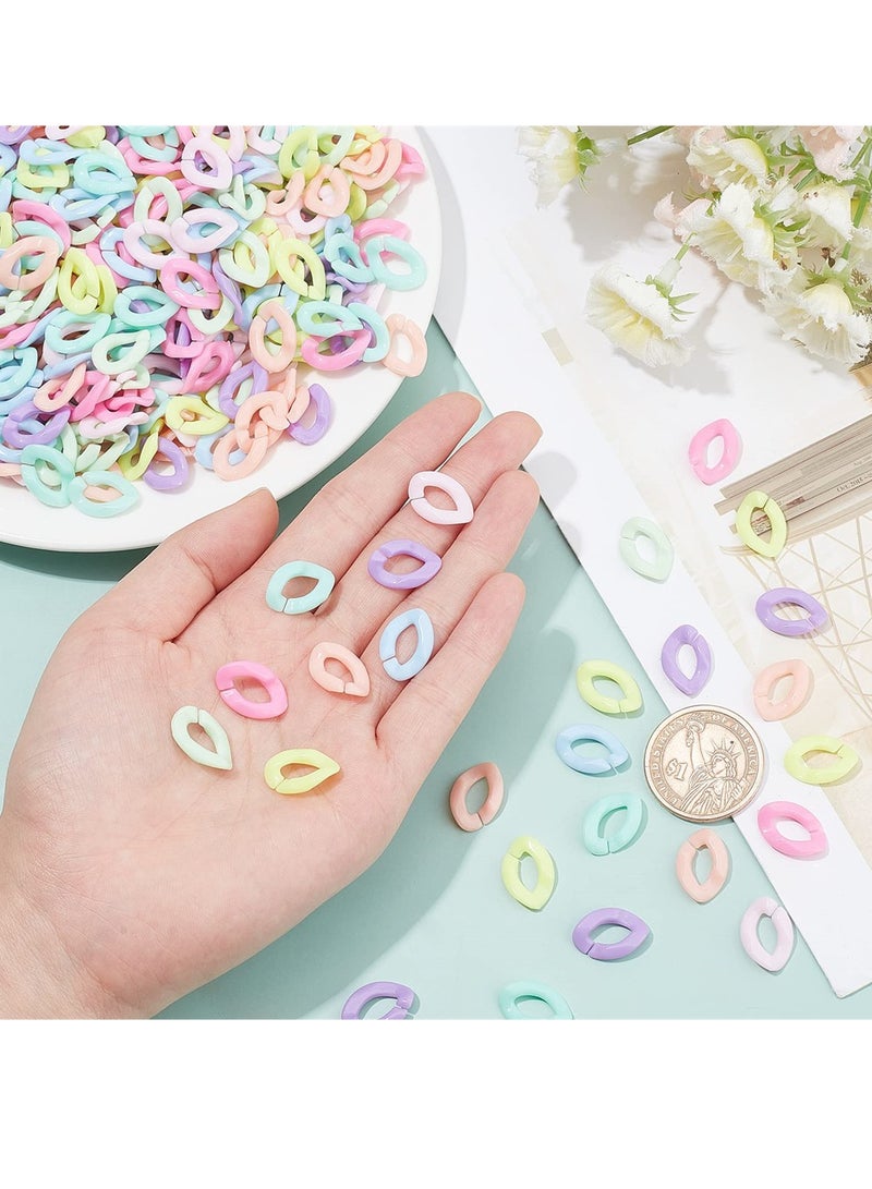 800pcs Acrylic Linking Rings in 8 Colors, Oval Quick Connectors for DIY Purse, Eyeglass, Pocket Chain, Lanyard, Trouser Chain, and Phone Strap, Candy Colors Link Ring Set