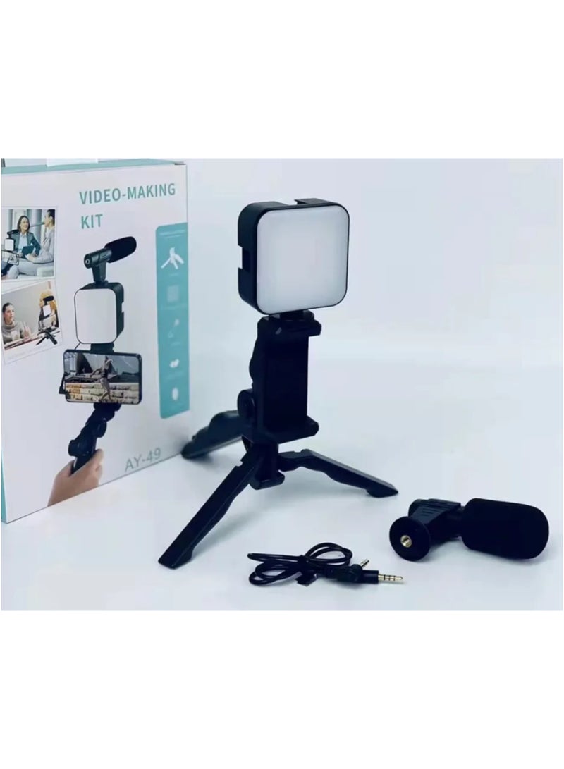 Video Making Kit for Live Streaming (1 Tripod + 1 LED Flash + 1 Micro + 1 Holder + Remote Control) Compatible with All Smartphones AY-49  - Image 4