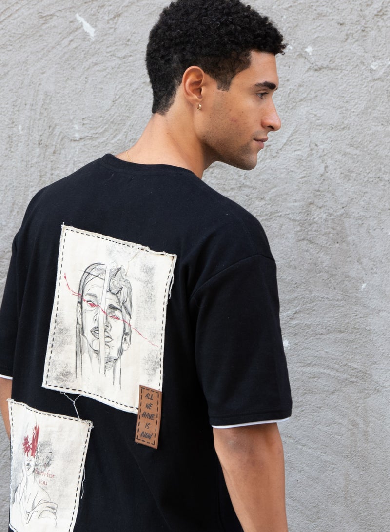Ztoiq ZTOIQ Men’s Premium Oversized Tapestry T-Shirt with Applique Detailing | High-Quality Streetwear  - Image 2