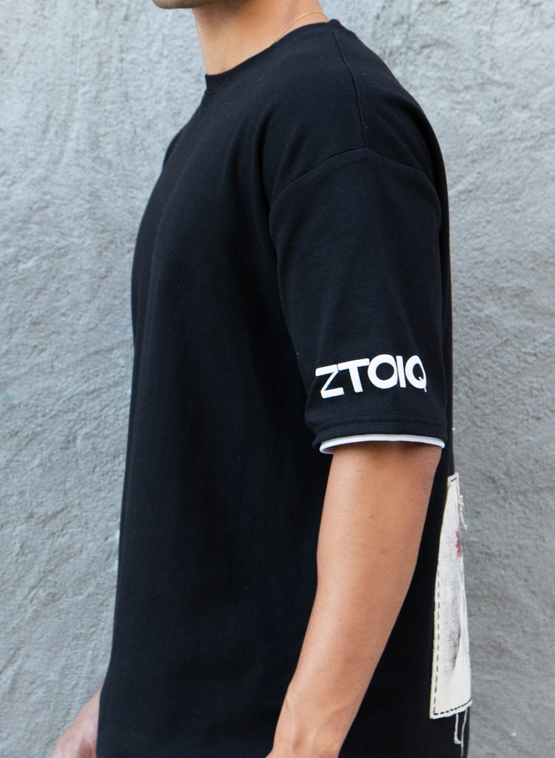 Ztoiq ZTOIQ Men’s Premium Oversized Tapestry T-Shirt with Applique Detailing | High-Quality Streetwear  - Image 3