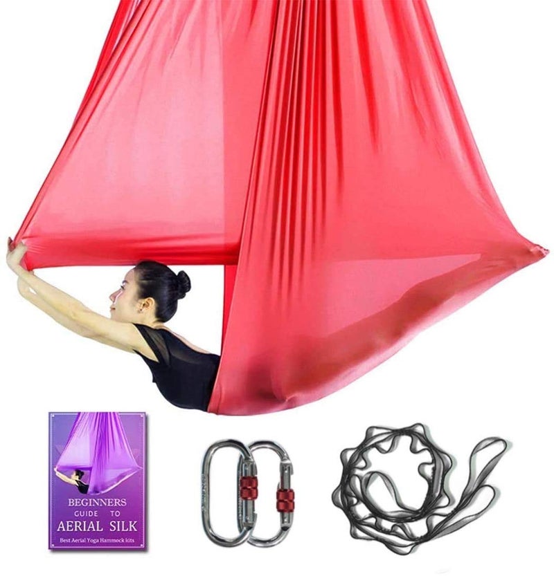 SYCYKA Aerial Yoga Hammock L:5M W:2.8M Aerial Pilates Silk Yoga Swing Set with 2000 Ibs Load Include Daisy Chain, Pose Guide - Image 1