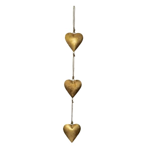 Mie Creations Vintage Metal Heart Wall Hanging Art, Gold Hearts Shaped Bedroom Wall Decor | Anniversary Decorations for Couples, Farmhouse Country Rustic Love Heart, Golden 27'' - Image 1
