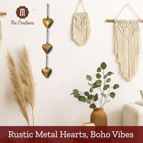 Mie Creations Vintage Metal Heart Wall Hanging Art, Gold Hearts Shaped Bedroom Wall Decor | Anniversary Decorations for Couples, Farmhouse Country Rustic Love Heart, Golden 27'' - Image 2