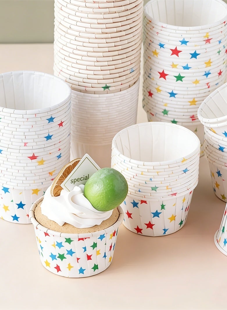 صحة هوم ٥٠ قطعة أكواب كب كيك قابلة للفرد بطبعة نجوم، أكواب خبز ومفن من ورق غذائي مقاوم للشحوم، مناسبة للحفلات والزفاف - Image 5