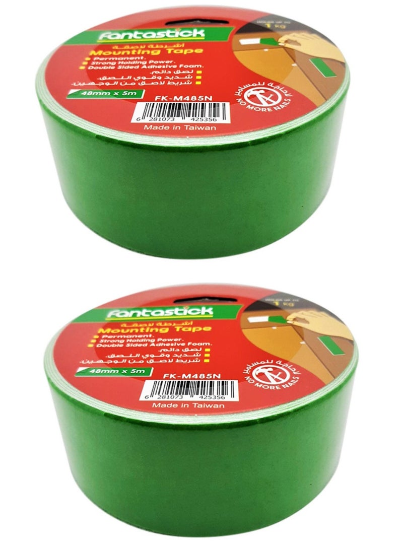 Fantastick 2-Piece Double Side Mounting Tape 48mm x 5 m Green  - Image 1