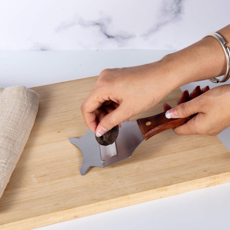 IMEEA Truffle Slicer Shaver Stainless Steel Chocolate Cheese Shaver Grater Curler with Adjustable Smooth Blade and Wood Handle - Image 3
