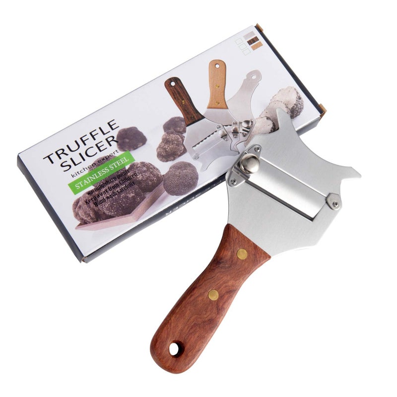 IMEEA Truffle Slicer Shaver Stainless Steel Chocolate Cheese Shaver Grater Curler with Adjustable Smooth Blade and Wood Handle - Image 2