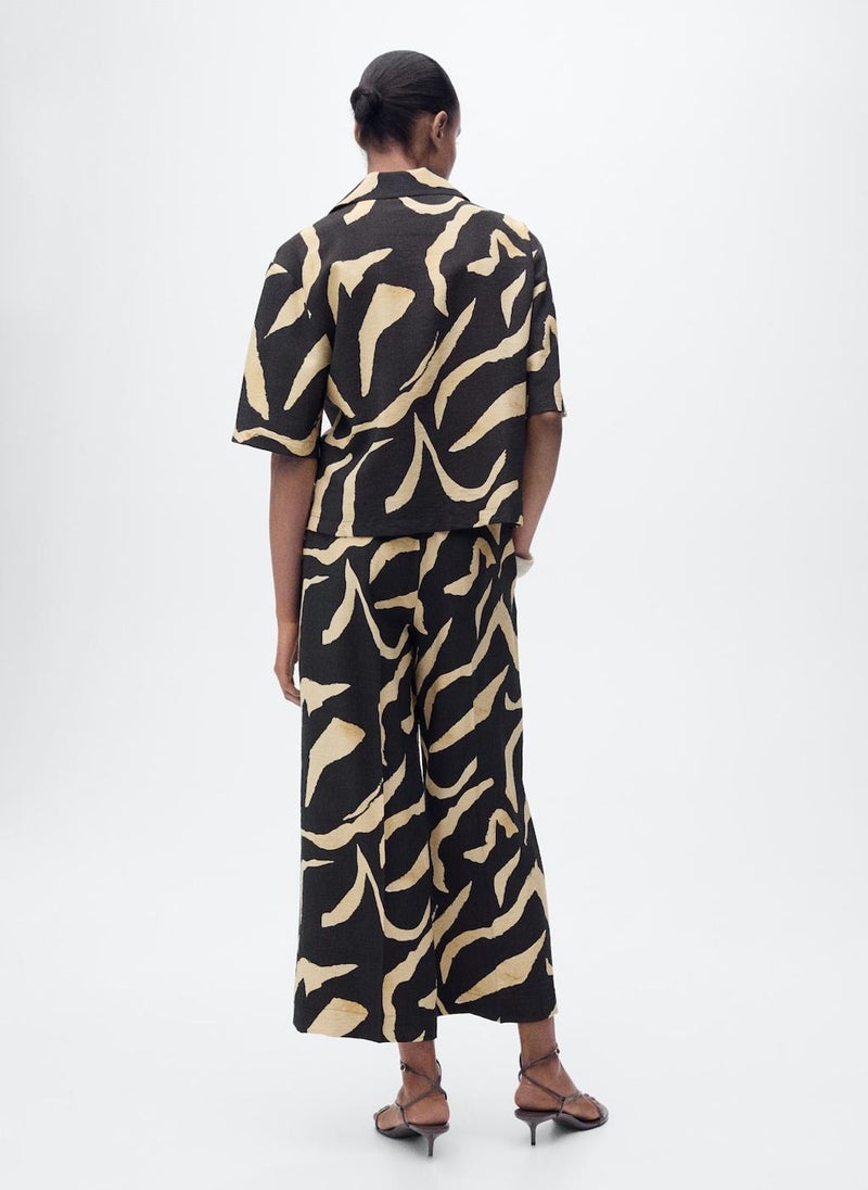 MANGO Printed Straight-Fit Trousers With Belt  - Image 2