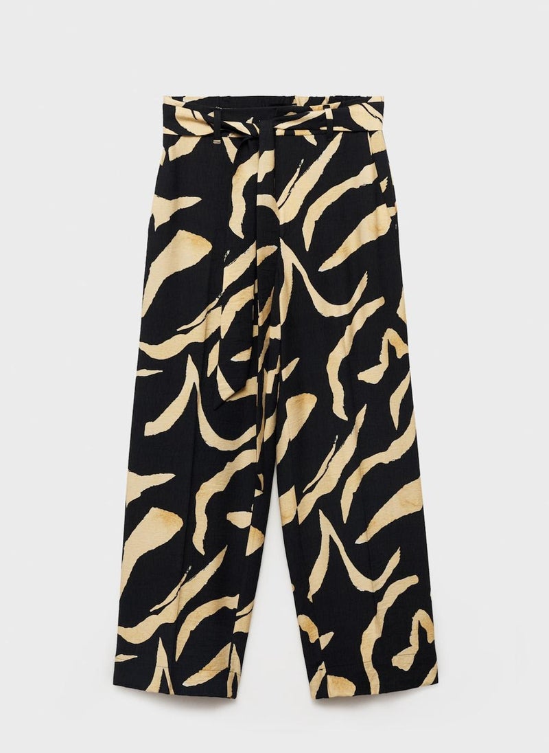 MANGO Printed Straight-Fit Trousers With Belt  - Image 5