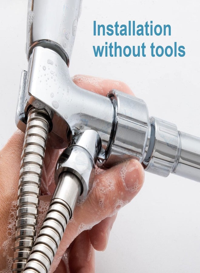 OFFO Shower Head Holder for Handheld Shower Head, Adjustable Shower Arm Mount for Connecting Shower Arm and Shower Hose, 1/2 Inch IPS Female Inlet and Male Outlet, Chrome Finish - Image 4