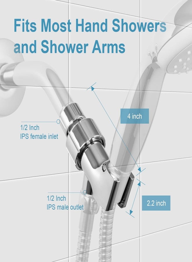 OFFO Shower Head Holder for Handheld Shower Head, Adjustable Shower Arm Mount for Connecting Shower Arm and Shower Hose, 1/2 Inch IPS Female Inlet and Male Outlet, Chrome Finish - Image 2