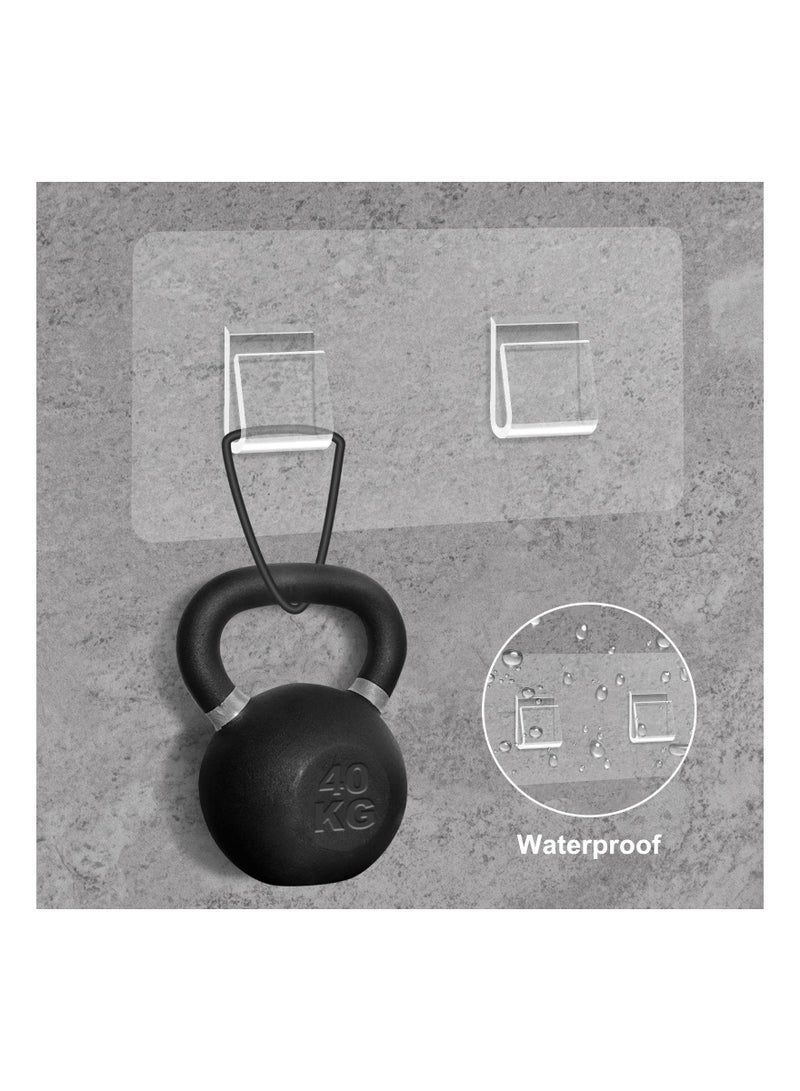 Shower Caddy Adhesive Replacement Sticker Flat Hook Adhesive Shower Caddy Hooks Flat Hook Flat Shower Caddy Hooks Transparent Strong Hook for Bathroom Shower Organizer Hanging Kitchen 8 Pack - Image 2