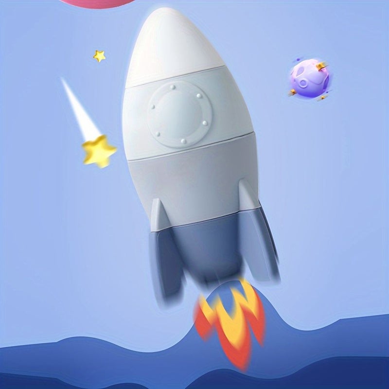 Morandi Silicone Rocket Stacking Toy Educational Gift for Kids Hand Eye Coordination - Image 3