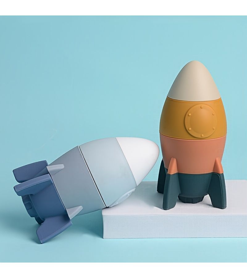 Morandi Silicone Rocket Stacking Toy Educational Gift for Kids Hand Eye Coordination - Image 5
