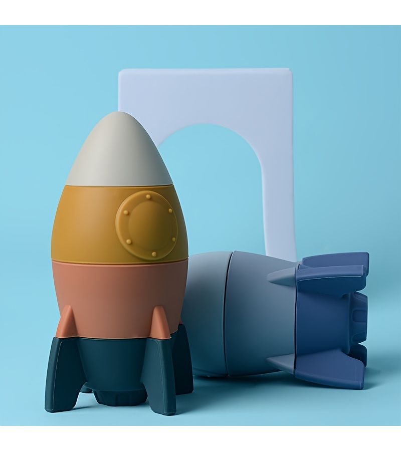 Morandi Silicone Rocket Stacking Toy Educational Gift for Kids Hand Eye Coordination - Image 4