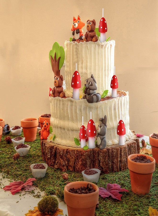 تونديامو مجموعة شموع عيد ميلاد تونديمو، 9 قطع، شموع على شكل فطر الغابة، زينة كعكة، زينة كعكة على شكل فطر، زينة كب كيك على شكل غابة، زينة كب كيك خيالية، مناسبة لأعياد الميلاد، حفلات استقبال المولود، حفلات الزفاف المنزلية - Image 4