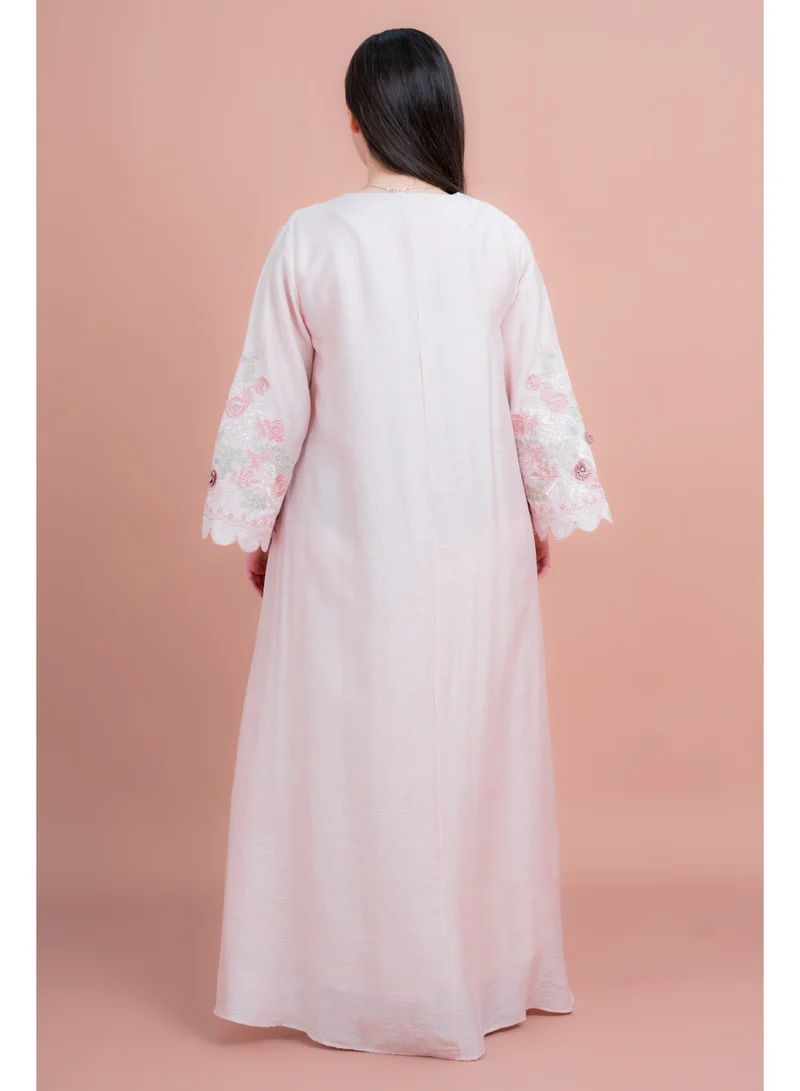 IKKXA Modern Embroidered Jalabiya IK4013 Peach