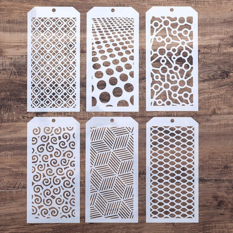 SLGIFT DIY Decorative Stencil Template for Scrapbooking Painting on Wall Furniture Crafts, Set of 6 (Geometry) - Image 1