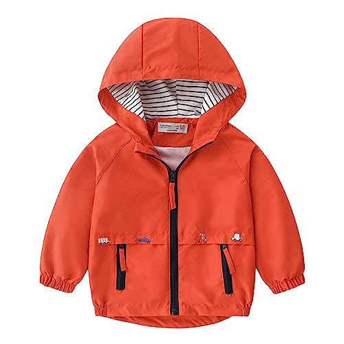 Volunboy Baby Boys Red Hooded Jacket Toddler Long Sleeve Windproof Coats Spring 2-3T Kids Zip Up Fall Lightweight Windbreaker Outerwear (Solid Red, 2-3T) - Image 1