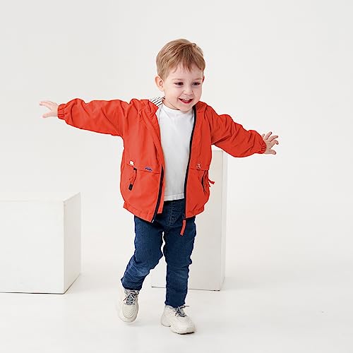 Volunboy Baby Boys Red Hooded Jacket Toddler Long Sleeve Windproof Coats Spring 2-3T Kids Zip Up Fall Lightweight Windbreaker Outerwear (Solid Red, 2-3T) - Image 3