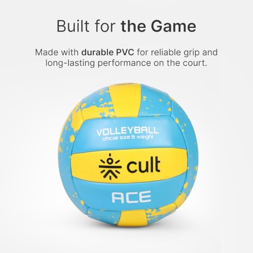CULT Volleyball ACE Blue Yellow Durable Size 4 Volleyball for Indoor & Outdoor Play Training & Match Ball with Strong Grip, Soft Touch & Long-Lasting Air Retention - Image 4