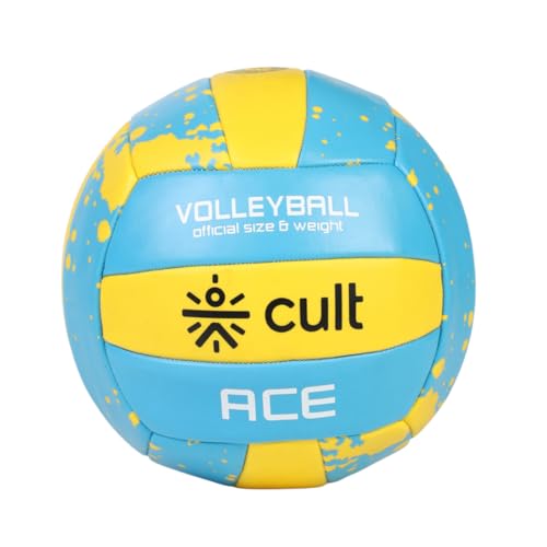 CULT Volleyball ACE Blue Yellow Durable Size 4 Volleyball for Indoor & Outdoor Play Training & Match Ball with Strong Grip, Soft Touch & Long-Lasting Air Retention - Image 1