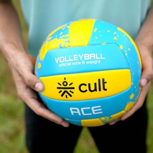 CULT Volleyball ACE Blue Yellow Durable Size 4 Volleyball for Indoor & Outdoor Play Training & Match Ball with Strong Grip, Soft Touch & Long-Lasting Air Retention - Image 2