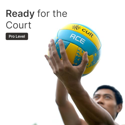 CULT Volleyball ACE Blue Yellow Durable Size 4 Volleyball for Indoor & Outdoor Play Training & Match Ball with Strong Grip, Soft Touch & Long-Lasting Air Retention - Image 3