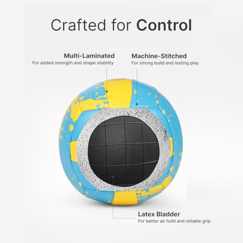 CULT Volleyball ACE Blue Yellow Durable Size 4 Volleyball for Indoor & Outdoor Play Training & Match Ball with Strong Grip, Soft Touch & Long-Lasting Air Retention - Image 5