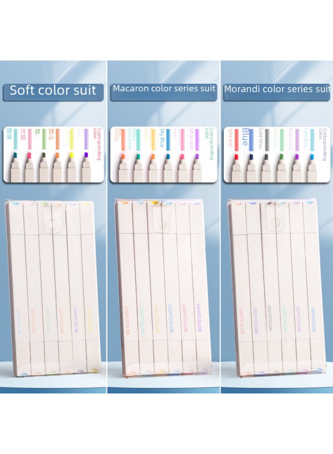 Obos Double-headed Fluorescent Pen Marking Pen Students Use Morandi Hand Account Stationery Key Mark Thickness Color Macaron - Image 4