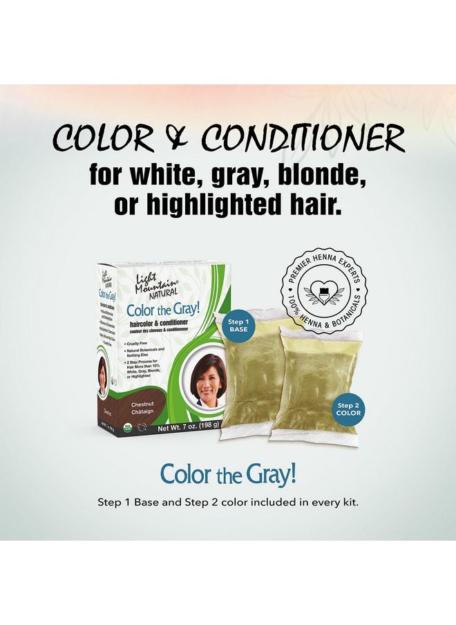 Light Mountain Light Mountain Henna Hair Color & Conditioner, Color the Gray - Chestnut Hair Dye for Men/Women, Chemical-Free Semi-Permanent Hair Color for White, Gray, Blonde, or Highlighted Hair, 7 Oz  - Image 2