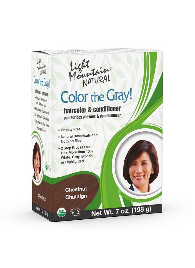 Light Mountain Light Mountain Henna Hair Color & Conditioner, Color the Gray - Chestnut Hair Dye for Men/Women, Chemical-Free Semi-Permanent Hair Color for White, Gray, Blonde, or Highlighted Hair, 7 Oz  - Image 1