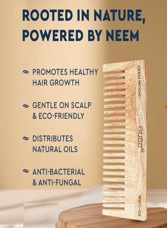 GUBB Wide Teeth Neem Comb – Effortless Detangling, Frizz Control, and Shine | Ideal for Men and Women - Image 5