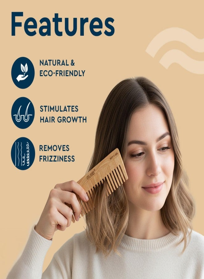GUBB Wide Teeth Neem Comb – Effortless Detangling, Frizz Control, and Shine | Ideal for Men and Women - Image 1