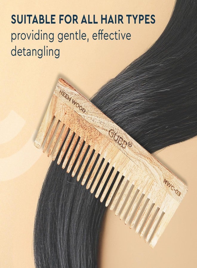 GUBB Wide Teeth Neem Comb – Effortless Detangling, Frizz Control, and Shine | Ideal for Men and Women - Image 2
