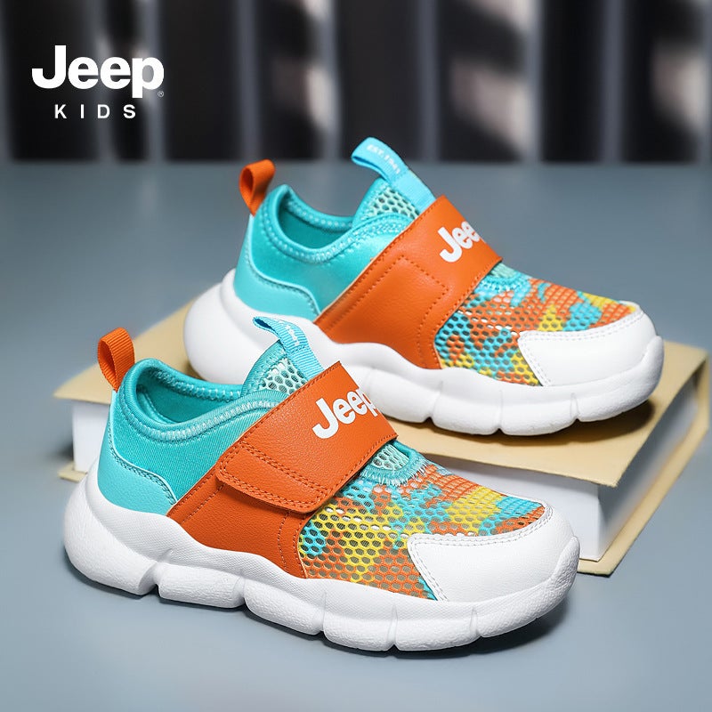Jeep Boys' Slip-On Sneakers Boys' Single Mesh Shoes 2025 Breathable Mesh Kidsren'S Light Running Shoes - Image 1