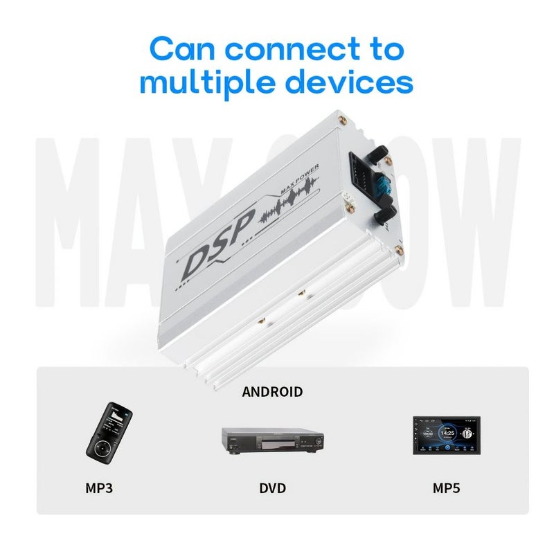 Silver 800W 4 Channel Class AB DSP Car Amplifier 50W RMS Lossless Audio Processor - Image 5
